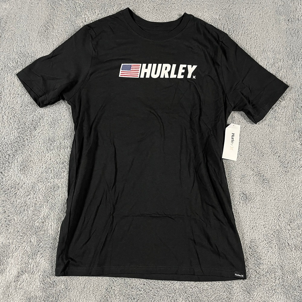 Hurley Everyday T-Shirt Mens XS Black USA Flag Graphic NWT MSRP $27.95